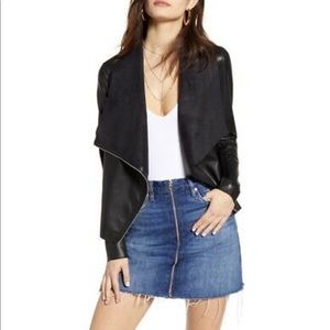 NWT - BLANK NYC - Onto the Next Faux Leather Drape Front Jacket - Black - Medium